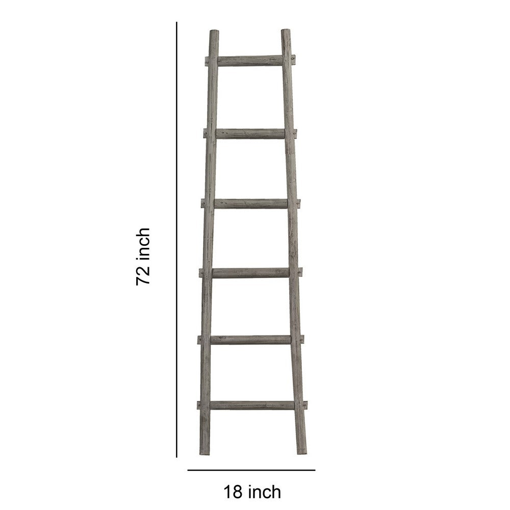 Transitional Style Wooden Decor Ladder with 6 Steps, Gray - BM210393