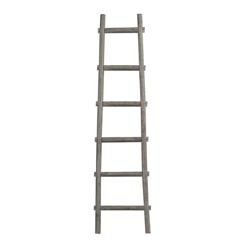 Transitional Style Wooden Decor Ladder with 6 Steps, Gray - BM210393