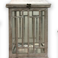 Wooden Lanterns with Peak Shaped Top and Glass Sides, Set of 3, Gray - BM210395