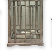 Wooden Lanterns with Peak Shaped Top and Glass Sides, Set of 3, Gray - BM210395