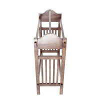 Wooden Mission Style Quilt Rack with 3 Hanging Bars on Scrolled Top, Brown - BM210416