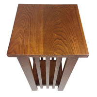 25 Inch Wooden Flower Stand with Slatted Sides and Bottom Shelf, Brown - BM210436