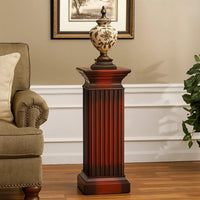 Transitional Style Square Top Pedestal Stand, Brown - BM210444