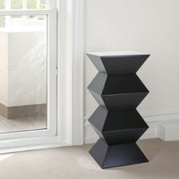 Contemporary Style Faceted Pedestal with Square Top, Black - BM210456