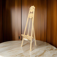 Traditional Style Wooden Easel with Scrollwork Details, Antique White - BM210460