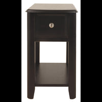 1 Drawer Chair Side End Table with Open Bottom Shelf in Dark Brown - BM210623