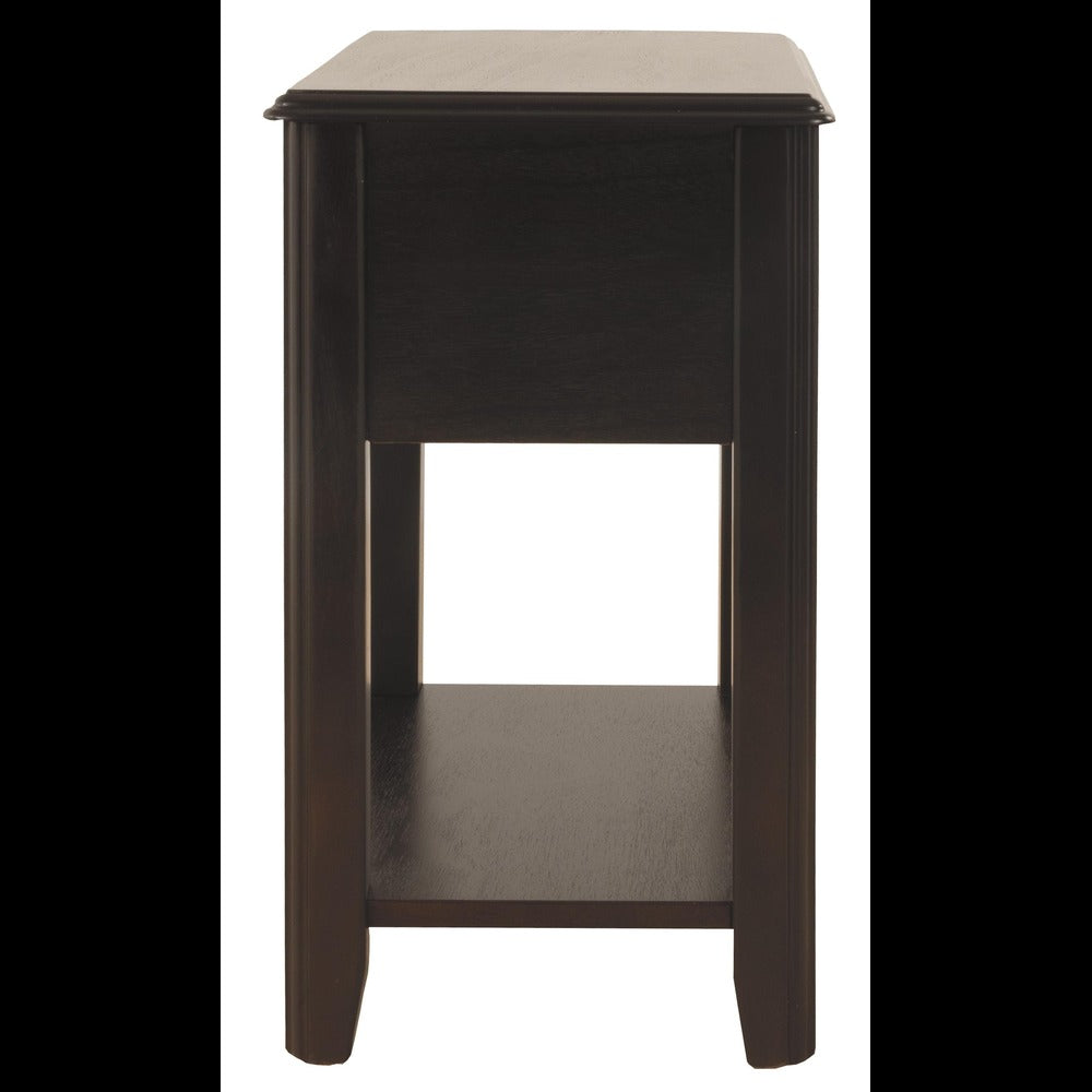 1 Drawer Chair Side End Table with Open Bottom Shelf in Dark Brown - BM210623