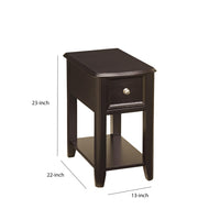 1 Drawer Chair Side End Table with Open Bottom Shelf in Dark Brown - BM210623