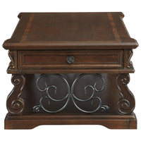 2 Drawer Scroll Lift Top Cocktail Table with Open Bottom Shelf in Brown - BM210634