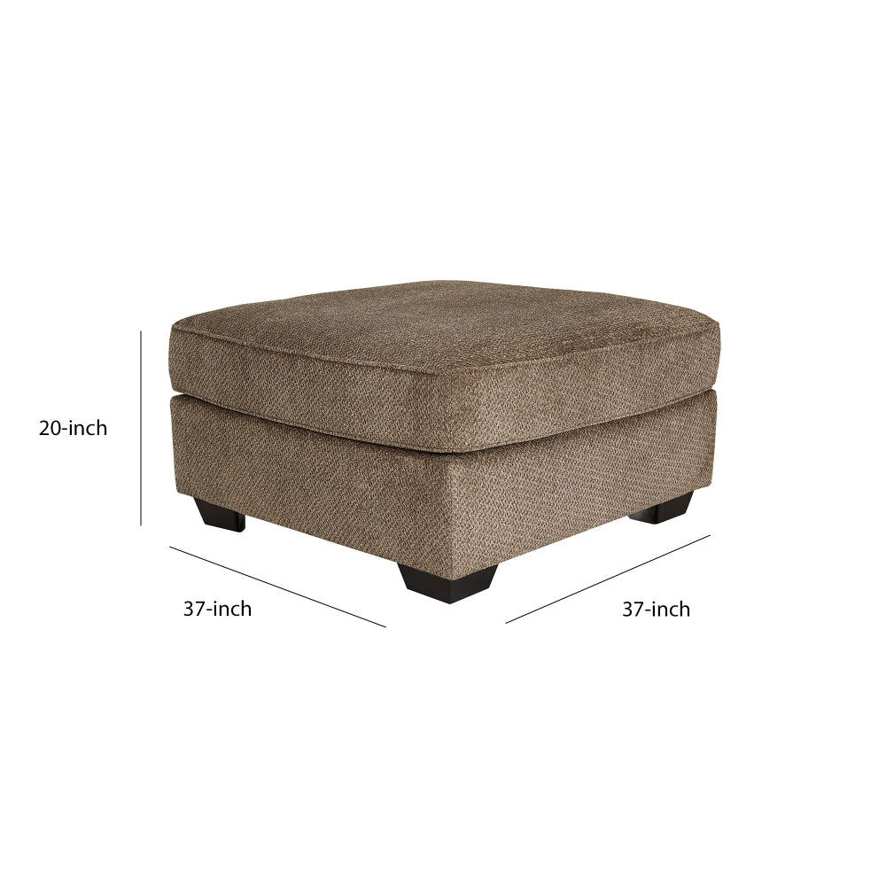 Fabric Upholstered Square Oversized Ottoman with Tapered Block Legs in Brown - BM210746