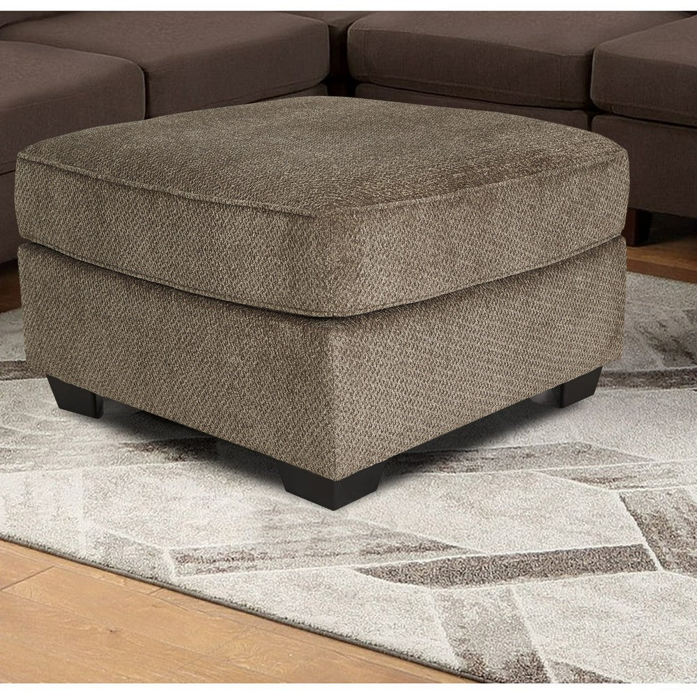 Fabric Upholstered Square Oversized Ottoman with Tapered Block Legs in Brown - BM210746