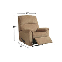 Fabric Upholstered Zero Wall Recliner with Pillow Top Armrests in Beige - BM210773