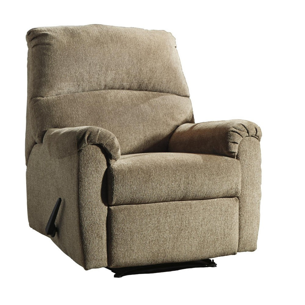 Fabric Upholstered Zero Wall Recliner with Pillow Top Armrests in Beige - BM210773