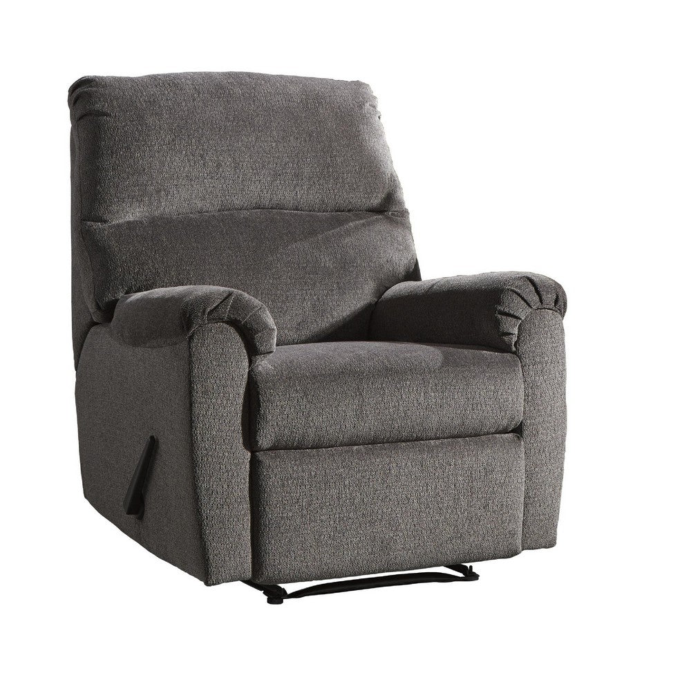 Fabric Upholstered Zero Wall Recliner with Pillow Top Armrests in Gray - BM210775