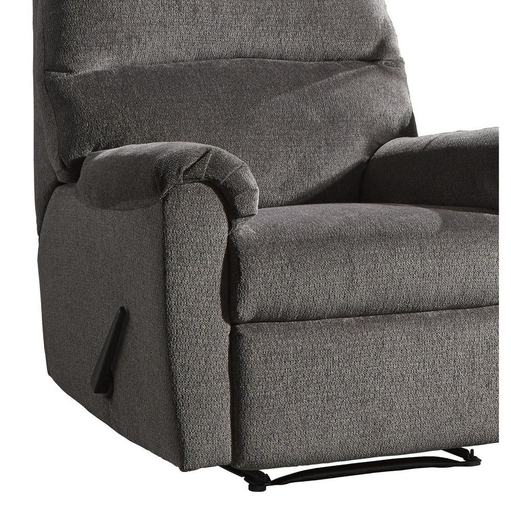 Fabric Upholstered Zero Wall Recliner with Pillow Top Armrests in Gray - BM210775