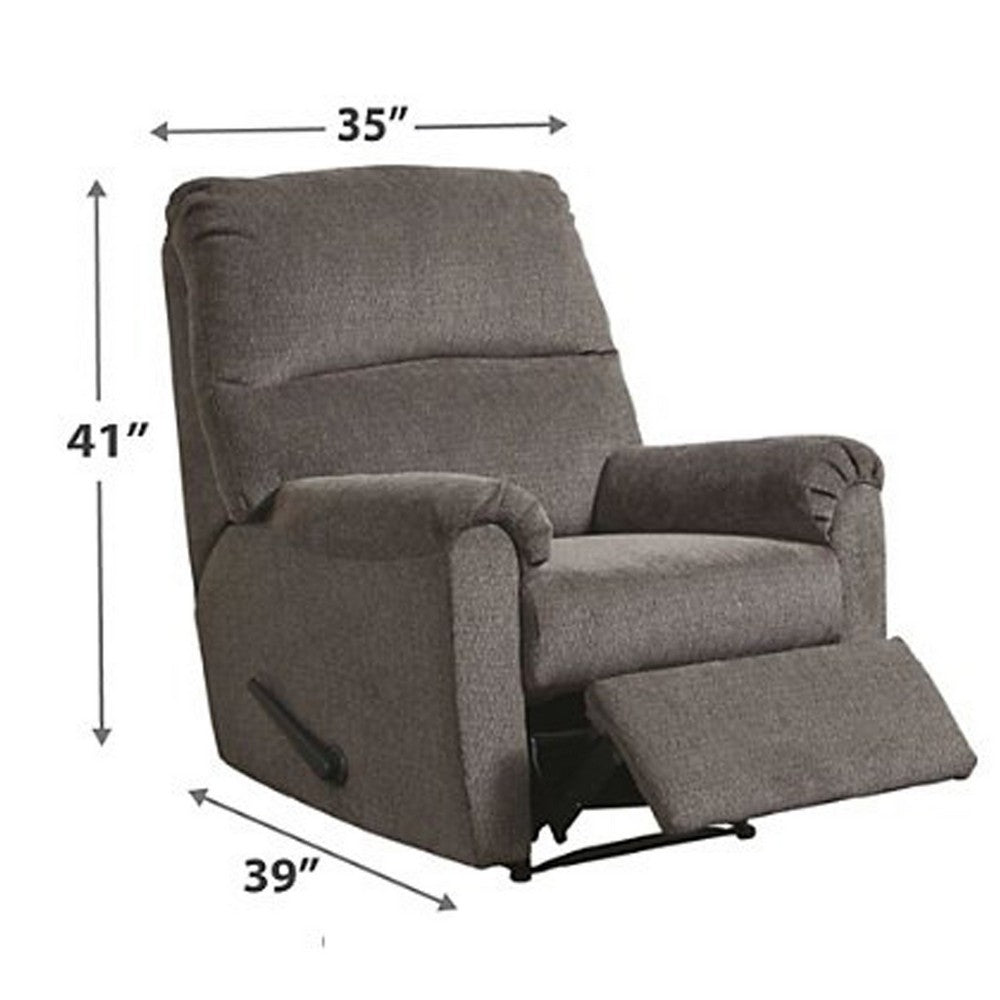 Fabric Upholstered Zero Wall Recliner with Pillow Top Armrests in Gray - BM210775