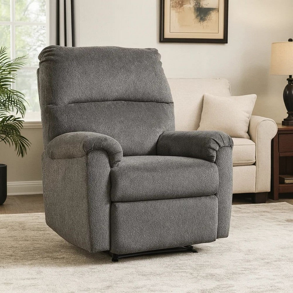 Fabric Upholstered Zero Wall Recliner with Pillow Top Armrests in Gray - BM210775