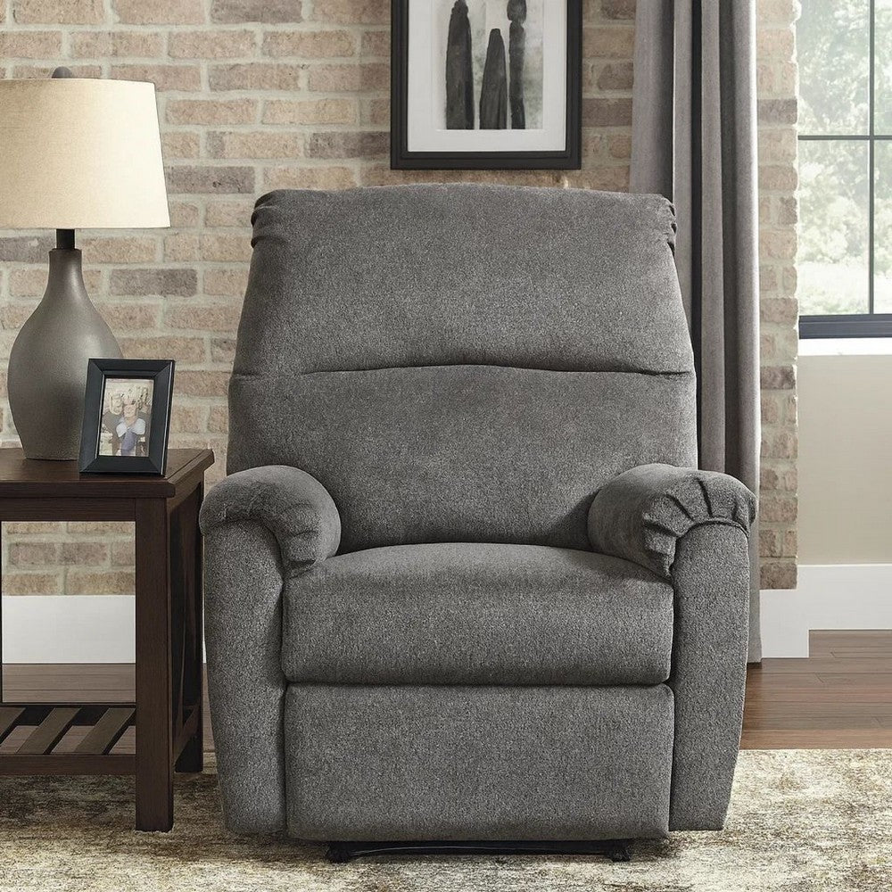 Fabric Upholstered Zero Wall Recliner with Pillow Top Armrests in Gray - BM210775