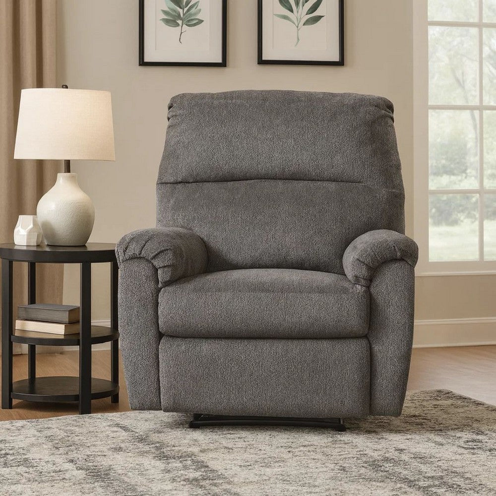 Fabric Upholstered Zero Wall Recliner with Pillow Top Armrests in Gray - BM210775