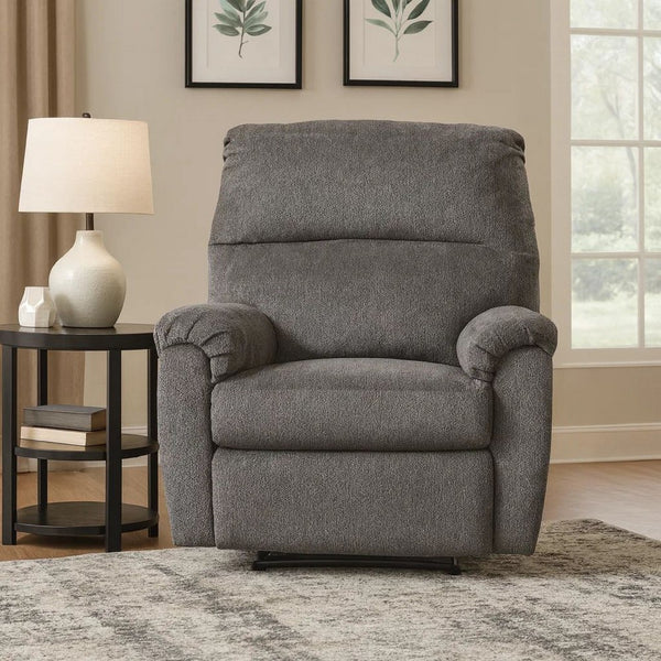 Fabric Upholstered Zero Wall Recliner with Pillow Top Armrests in Gray - BM210775