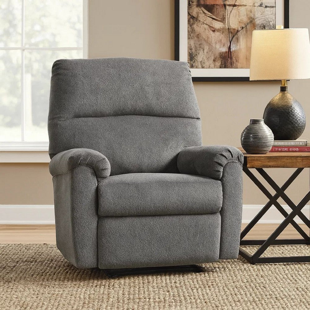 Fabric Upholstered Zero Wall Recliner with Pillow Top Armrests in Gray - BM210775