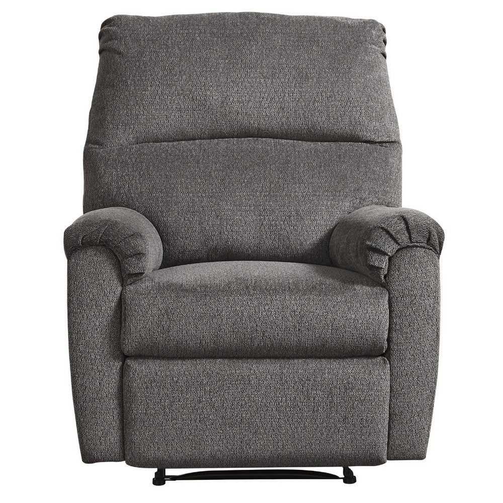Fabric Upholstered Zero Wall Recliner with Pillow Top Armrests in Gray - BM210775