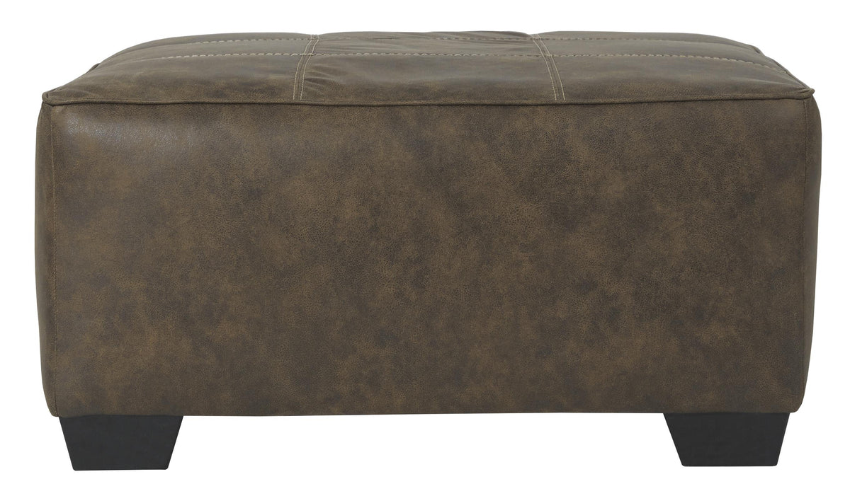 Oversized Ottoman with Tapered Block Legs and Jumbo Stitching in Brown - BM210835