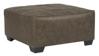 Oversized Ottoman with Tapered Block Legs and Jumbo Stitching in Brown - BM210835