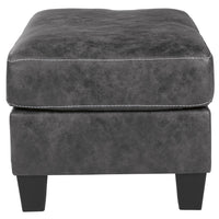 Rectangular Ottoman with Tapered Block Legs and Jumbo Stitching in Gray - BM210844