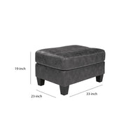 Rectangular Ottoman with Tapered Block Legs and Jumbo Stitching in Gray - BM210844