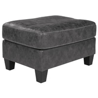 Rectangular Ottoman with Tapered Block Legs and Jumbo Stitching in Gray - BM210844