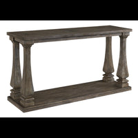 Rectangular Wooden Sofa Table with Square Baluster Legs, Gray - BM210854