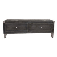 Wooden Lift Top Cocktail Table with 2 Drawers and Metal Accents in Gray - BM210957