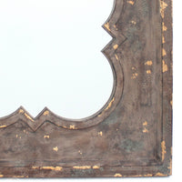 Quatrefoil Pattern Wood Mirror with Distressed Finish, Silver and Brown - BM211046