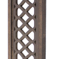 Wooden Rectangular Candle Holder with Lattice Pattern, Set of 2, Brown - BM211050
