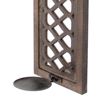 Wooden Rectangular Candle Holder with Lattice Pattern, Set of 2, Brown - BM211050