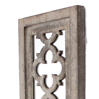 Rectangular Wood Candle Holder with Floral Lattice Pattern, Set of 2,Brown - BM211051