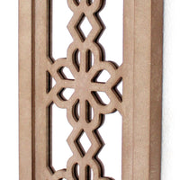 Rectangular Wood Candle Holder with Floral Lattice Design, Set of 2,Brown - BM211052