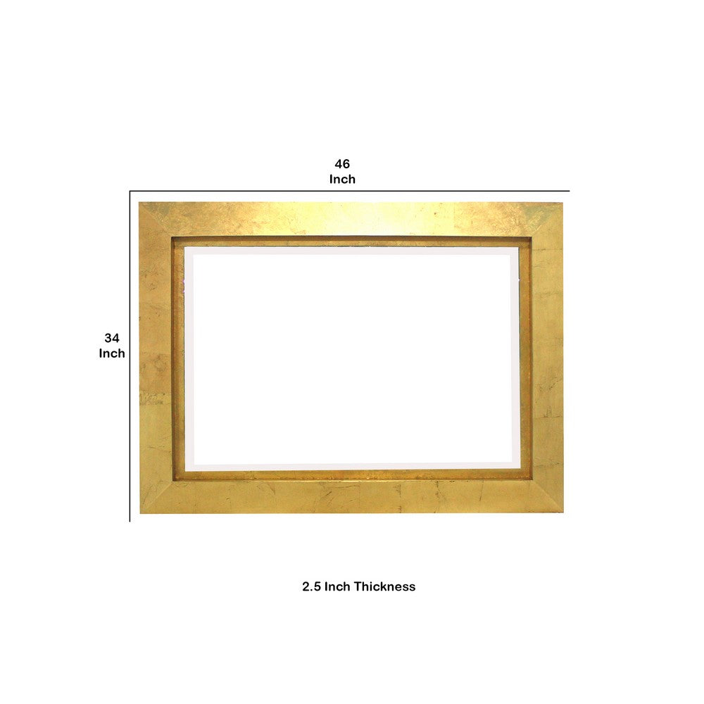 Contemporary Style Rectangular Wooden Frame Wall Mirror, Gold and Silver - BM211053