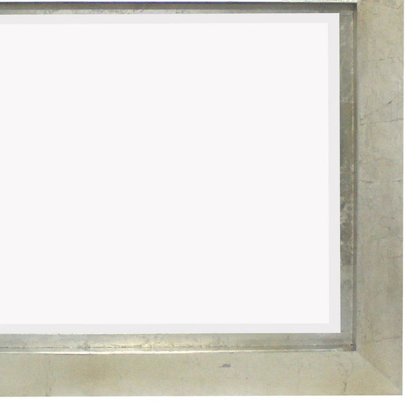 Contemporary Style Rectangular Wooden Frame Wall Mirror, Silver - BM211054