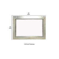 Contemporary Style Rectangular Wooden Frame Wall Mirror, Silver - BM211054