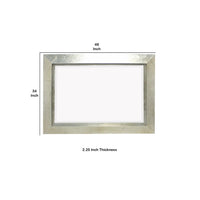 Contemporary Style Rectangular Wooden Frame Wall Mirror, Silver - BM211054