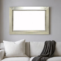 Contemporary Style Rectangular Wooden Frame Wall Mirror, Silver - BM211054