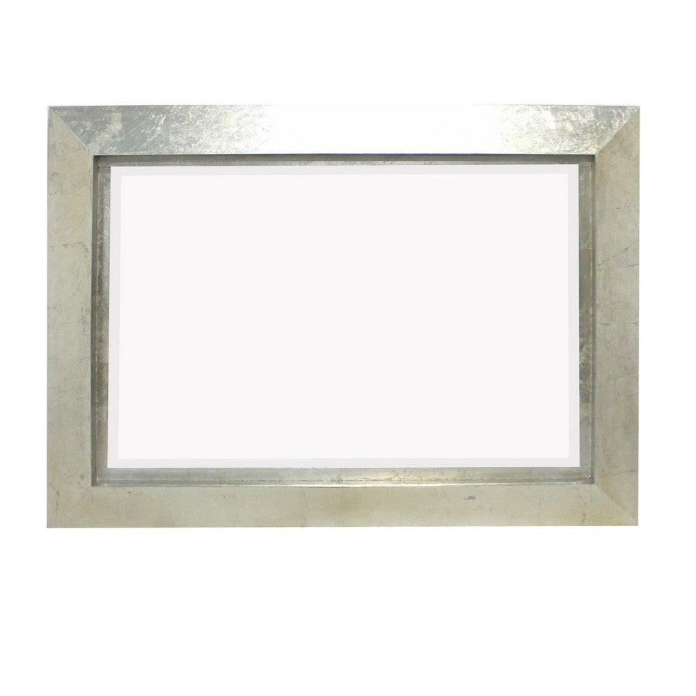 Contemporary Style Rectangular Wooden Frame Wall Mirror, Silver - BM211054