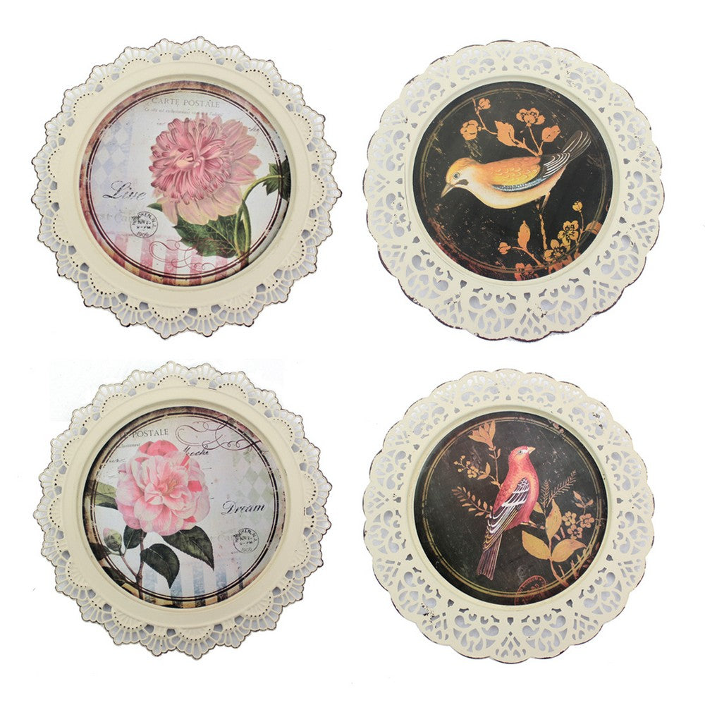 4 Piece Transitional Plate Design Wall Decor with Nature Theme, Multicolor - BM211057