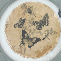 2 Piece Glass Plate Design Wall Decor with Ribbon Hanging, Gray and Clear - BM211058
