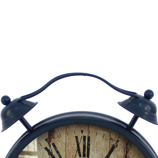 Antique Clock Design Metal Wall Decor with Spade Needles, Blue - BM211062
