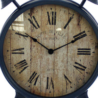 Antique Clock Design Metal Wall Decor with Spade Needles, Blue - BM211062
