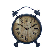 Antique Clock Design Metal Wall Decor with Spade Needles, Blue - BM211062