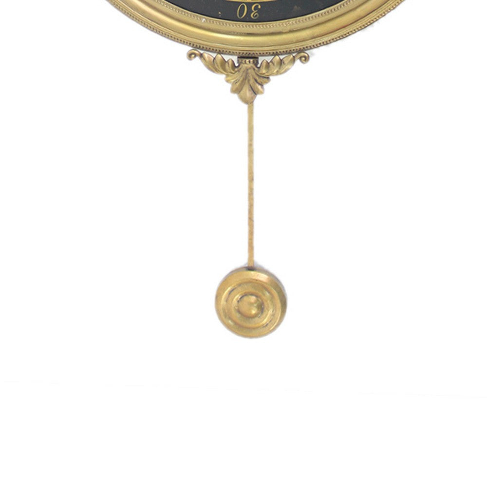 Classic Clock Wall Decor with Pendulum and Spade Needles, Yellow and Black - BM211064